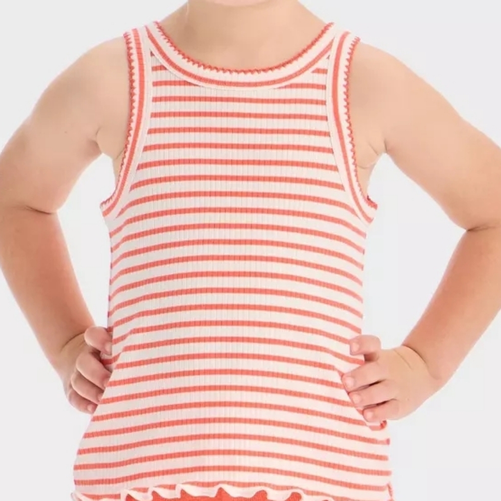 Cat & Jack Red and White Striped Tank Top
